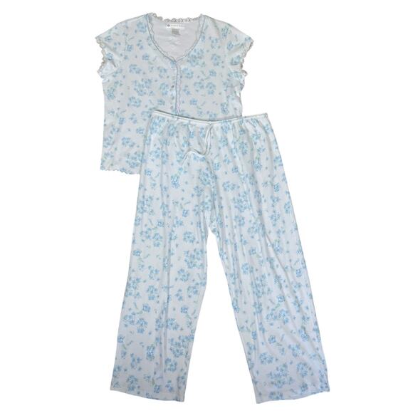Eileen West Cotton Floral Pajama Pants Set Size Large Cottage Grandma Feminine - Picture 1 of 14
